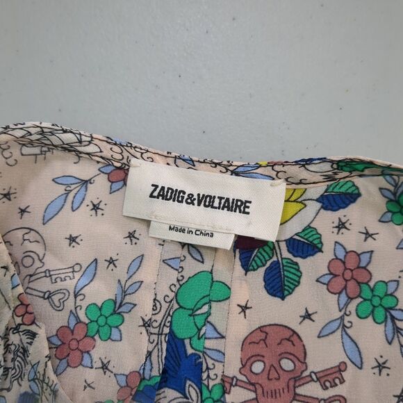 Zadig and Voltaire - Remus Tattoo Dress - Beige silk small - Picture 5 of 6